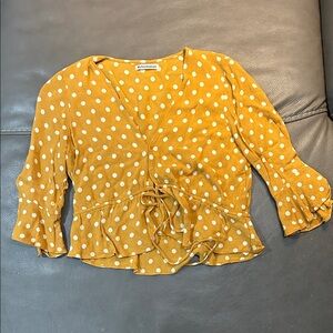 Reformation Yellow Polka Dot Women's Top, size S, NWOT